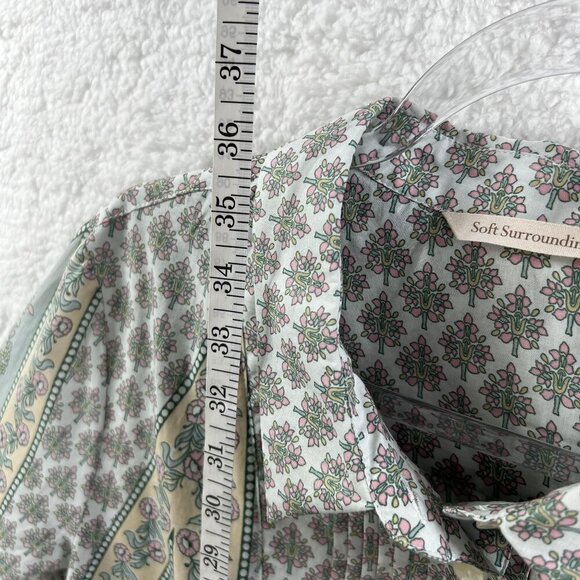 Soft Surroundings XL Womens Sky Blue Paisley Pleated Tabitha Tunic Boho Peasant - Picture 10 of 15